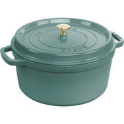 Emaljēts čuguna katls ar vāku Staub 28cm 6.7L Cocotte,eikaliptu zaļš