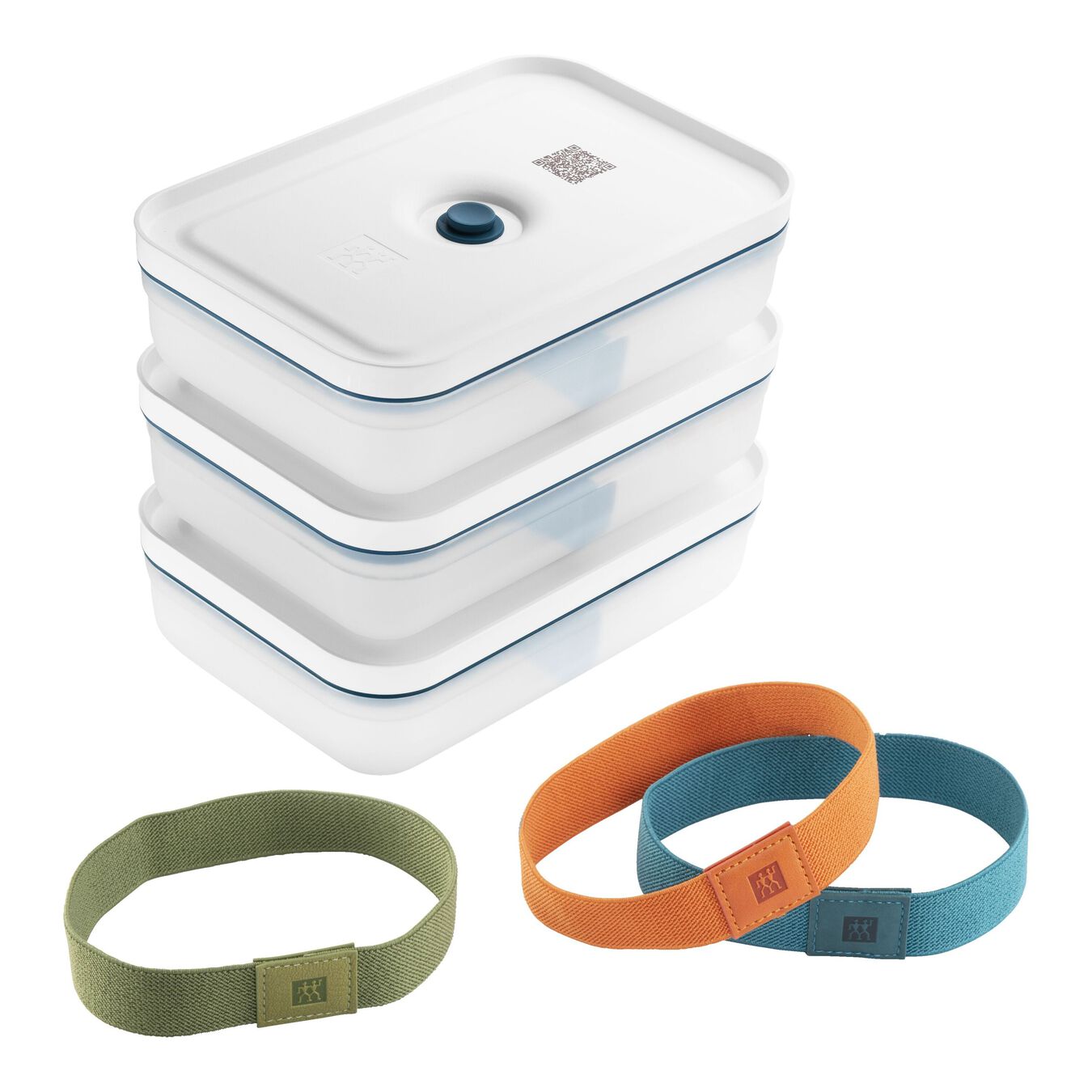 Vakuuma pusdienu kastītes 1.0L Zwilling Fresh & Save Lunch Box L La Mer 3gab ar elastīgām lentēm.