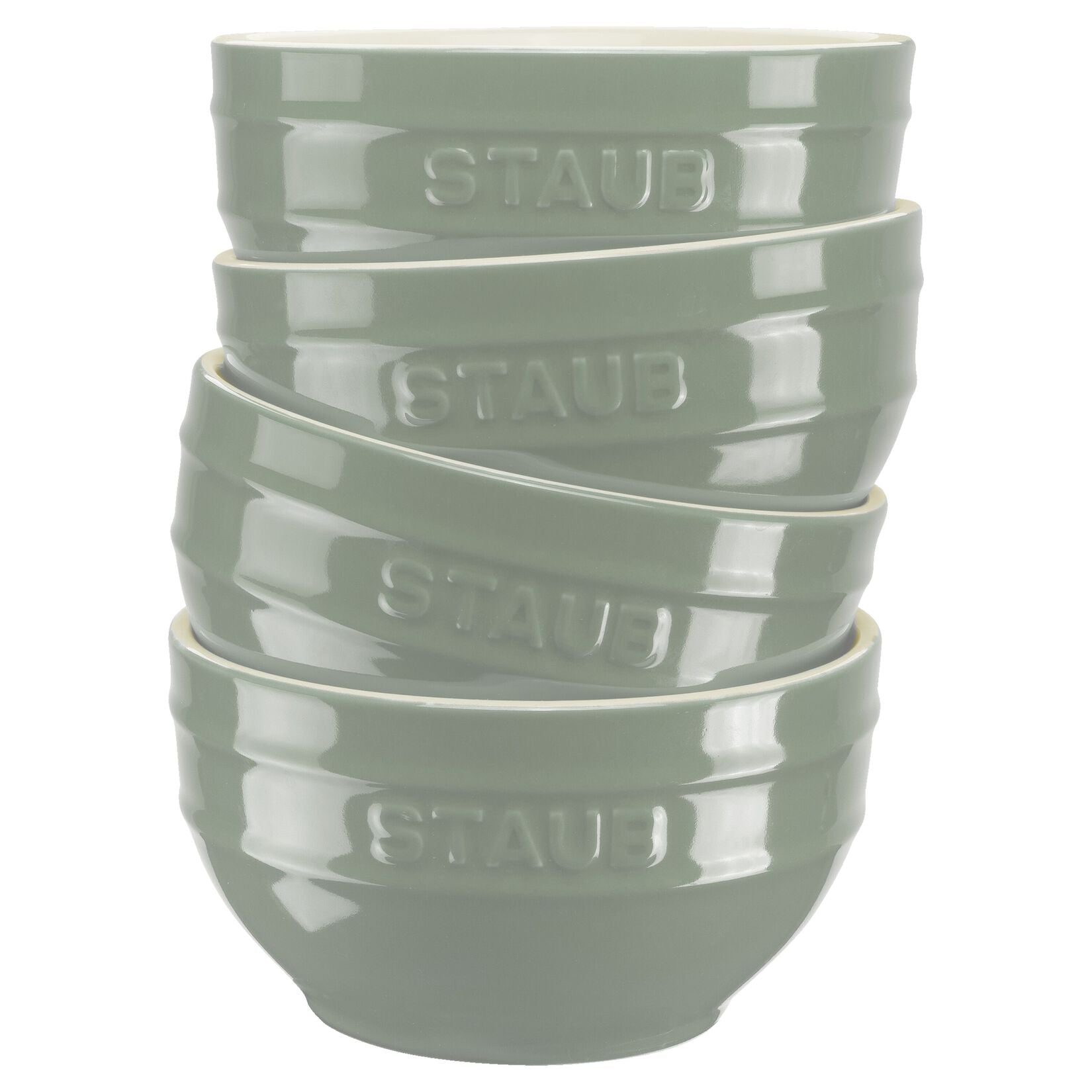 Keramikas bļodiņas STAUB Ceramique 12cm, 4gab. eikaliptu zaļas