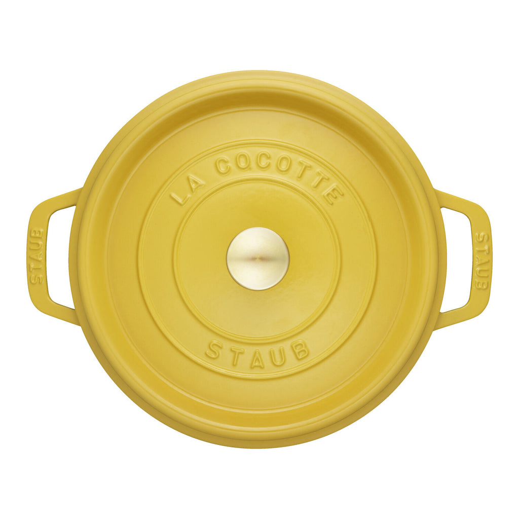 Čuguna katls emaljēts ar vāku 24cm 3.7L Staub La Cocotte, dzeltens - kilidi.lv