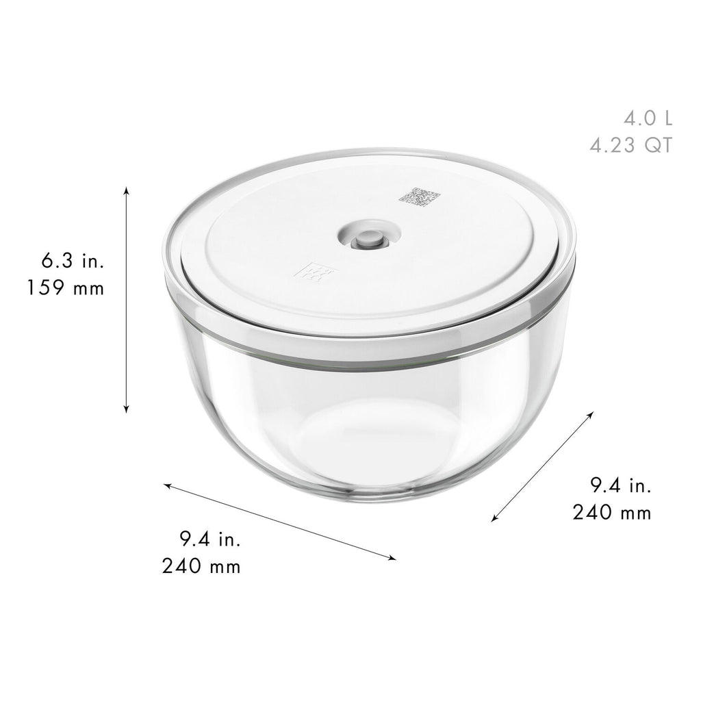 Stikla bļoda 24cm ar vakuuma vāku ZWILLING FRESH & SAVE Bowls L, 4.0L