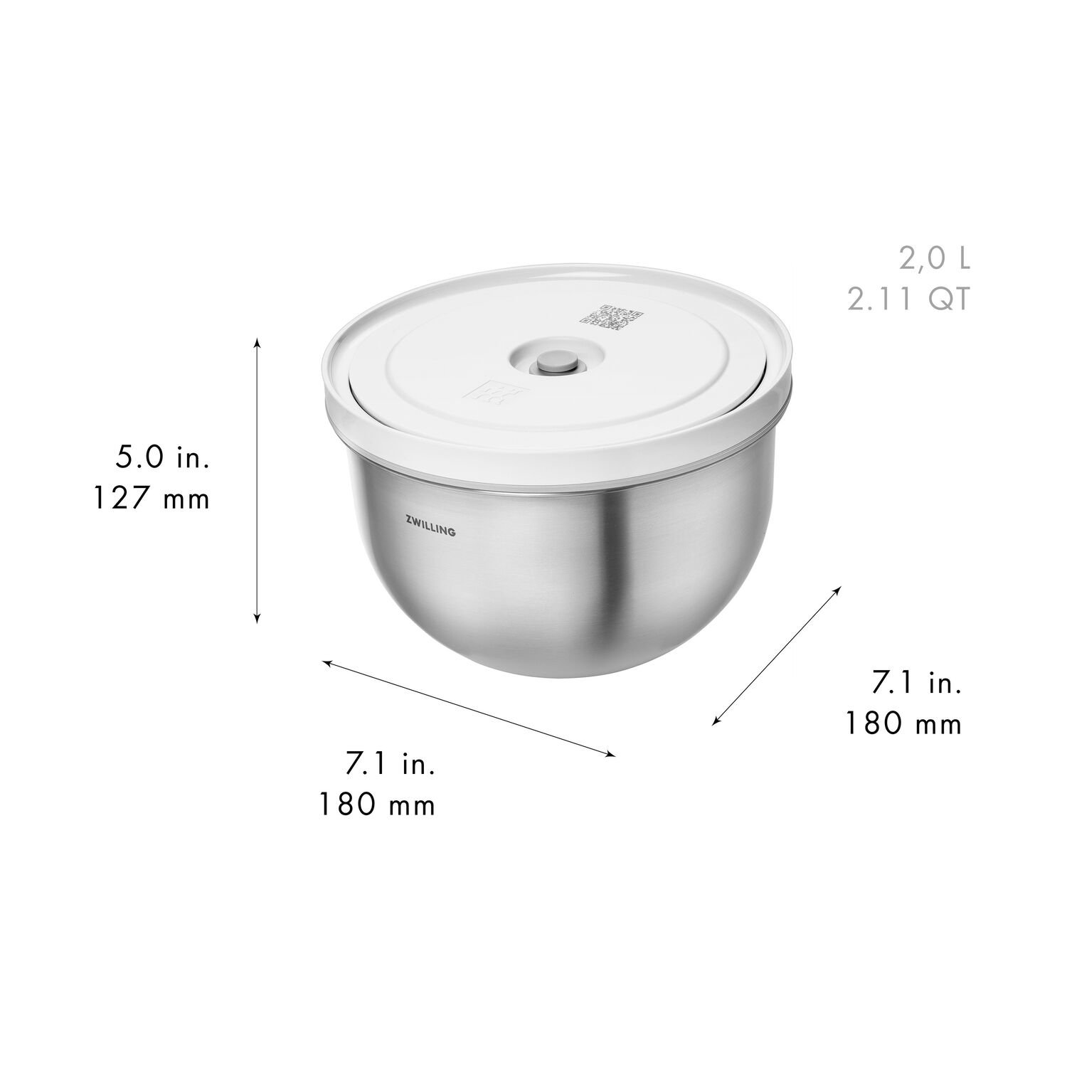 Vakuuma bļodu komplekts ZWILLING FRESH & SAVE Bowls S / M / L, nerūsējošā tērauda