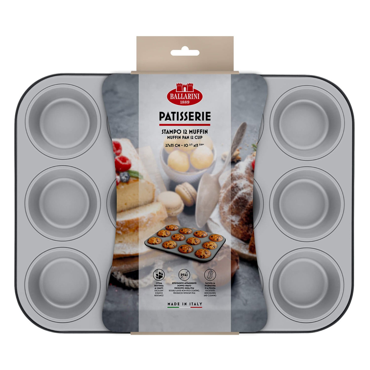 Kēksiņu cepamā forma 12 kēksiņiem BALLARINI PATISSERIE 35 x 27cm