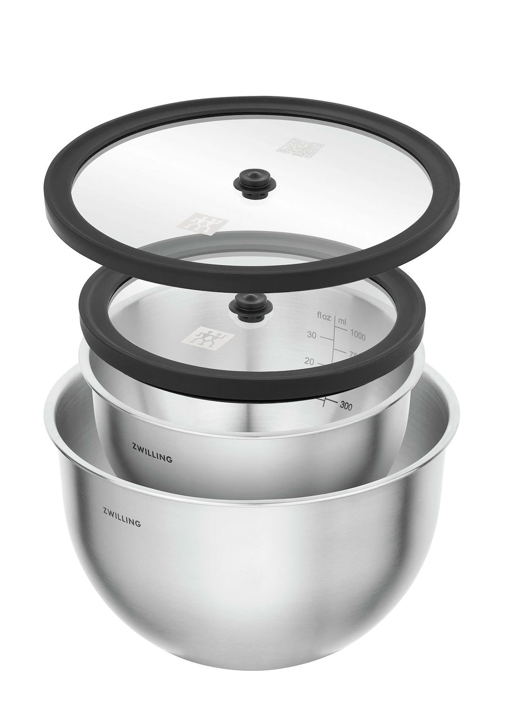 ZWILLING Fresh & Save tērauda bļodu ar vakuuma vākiem komplekts, 4 daļas
