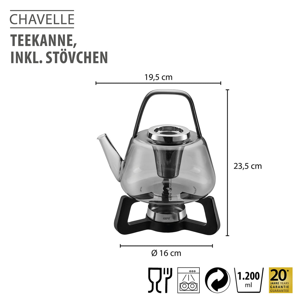GEFU Chavelle tējkanna ar čuguna sildītāju 1200 ml