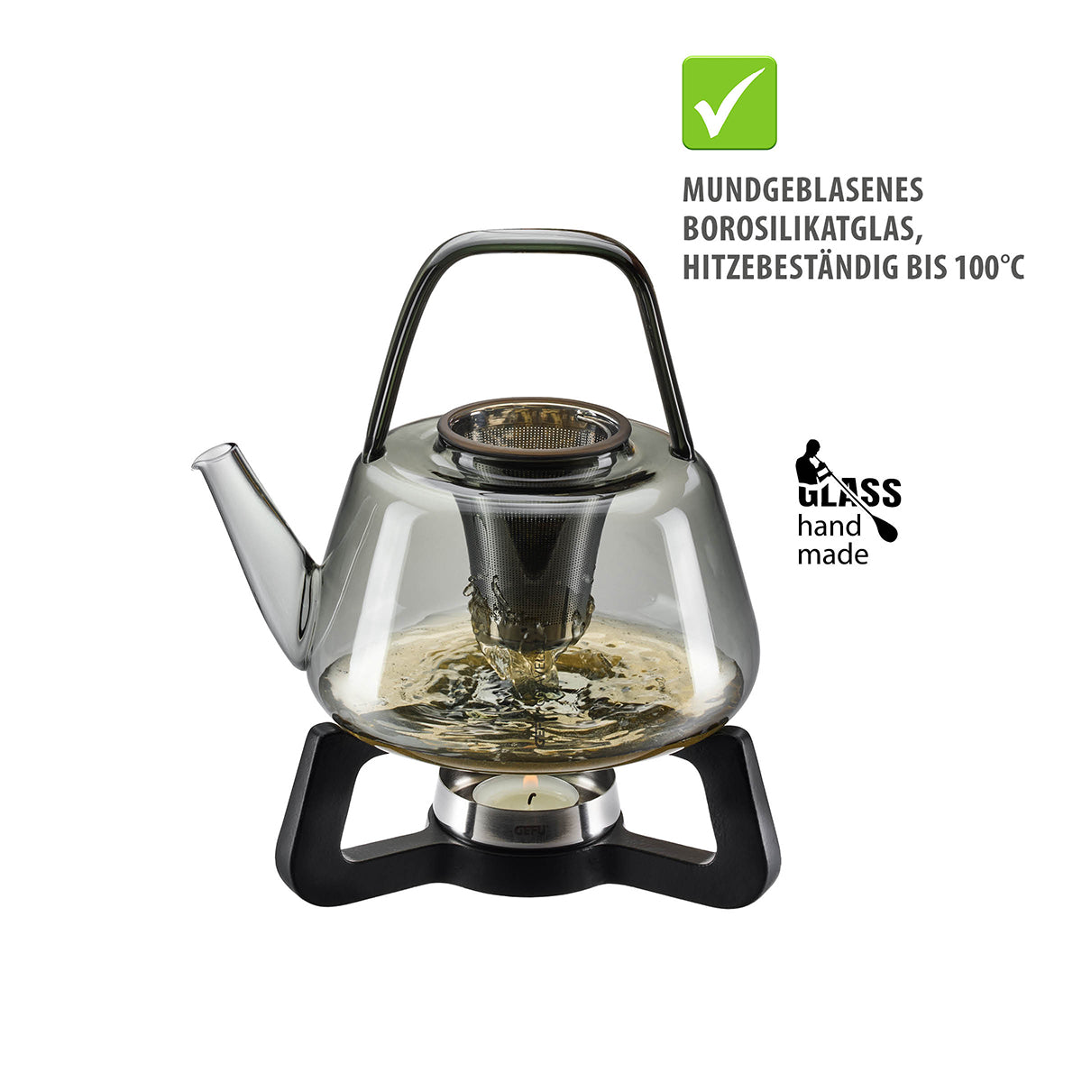 GEFU Chavelle tējkanna ar čuguna sildītāju 1200 ml