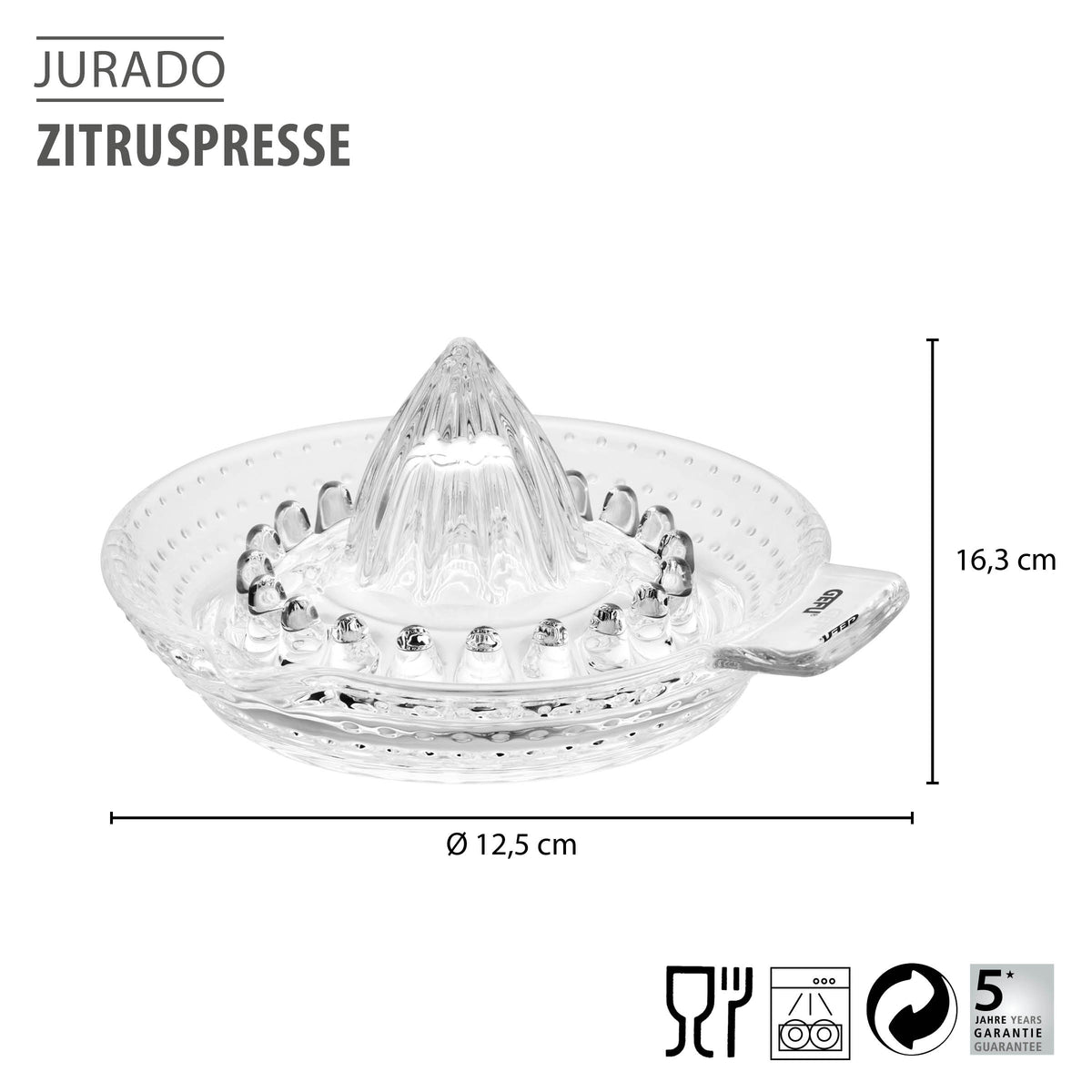 Stikla citrusaugļu sulu spiede GEFU JURADO