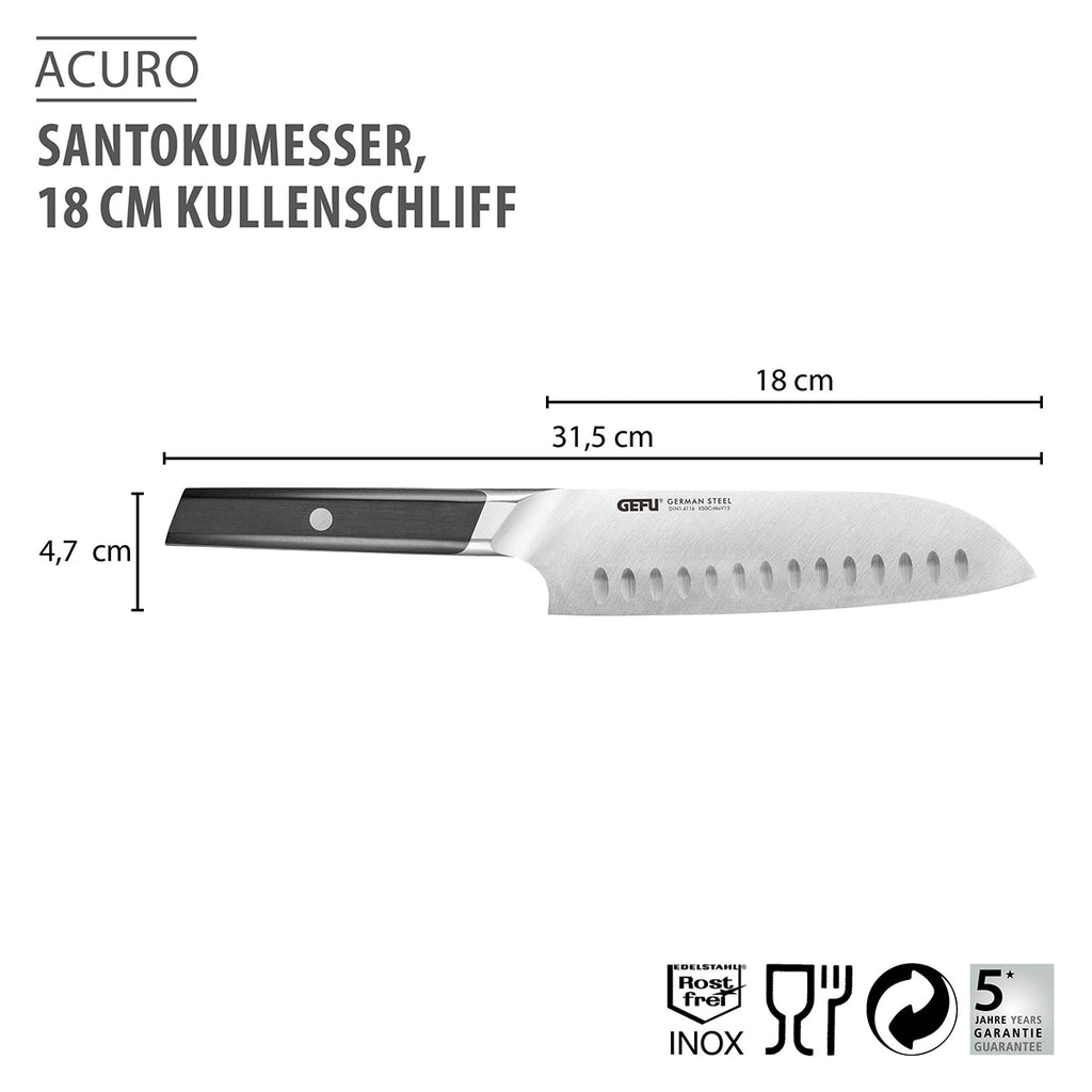 Santoku nazis GEFU ACURO, 18 cm