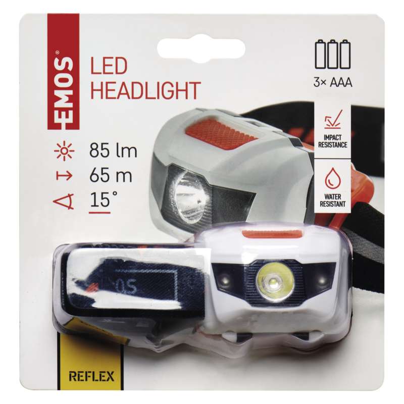 LED galvas lukturis EMOS 1W+ 2x sarkanas LED 85lm 65m (3xAAA)
