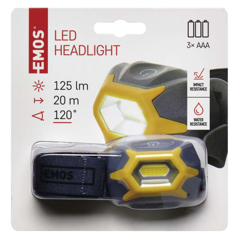 COB LED galvas lukturis P3532, 125 lm, 20 m, 3x AAA