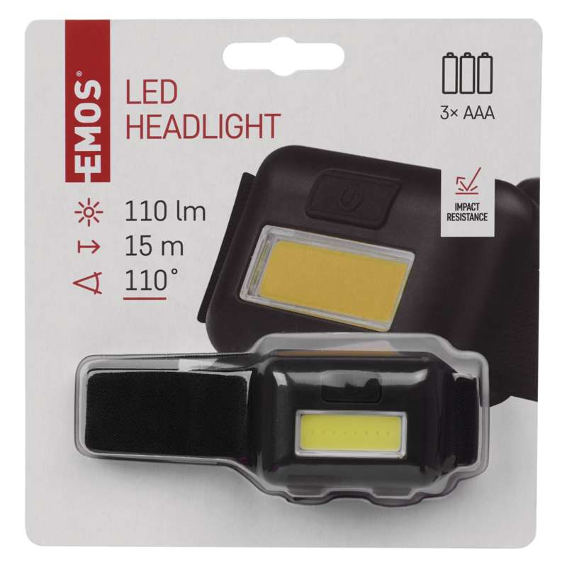 COB LED galvas lukturis EMOS P3537, 110 lm, 15 m, 3x AAA