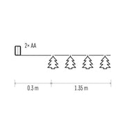 LED virtene - koka zvaigznes, 1.35m, 2xAA, iekštelpām, silti balta, EMOS