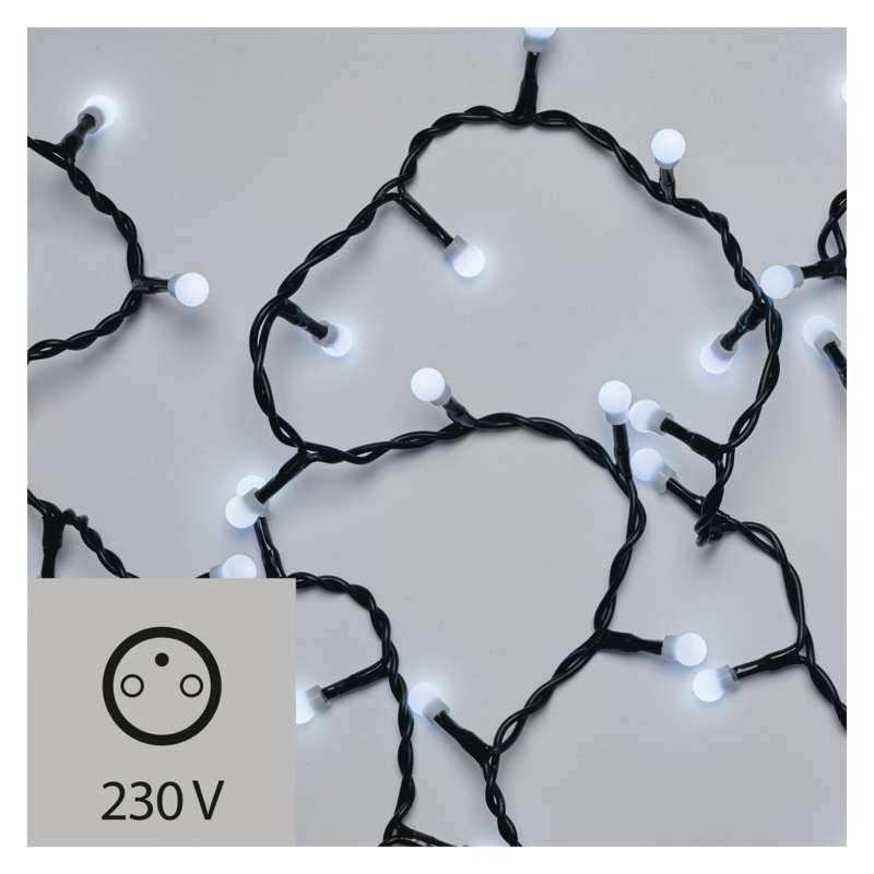 LED gaismiņu virtene 5m EMOS 100LED 6.5W bumbiņas baltas 5300K IP20