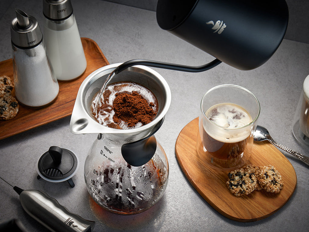 Stikla kafijas karafe Pour Over GEFU BUTIO, 800ml, komplektā ar metāla filtru