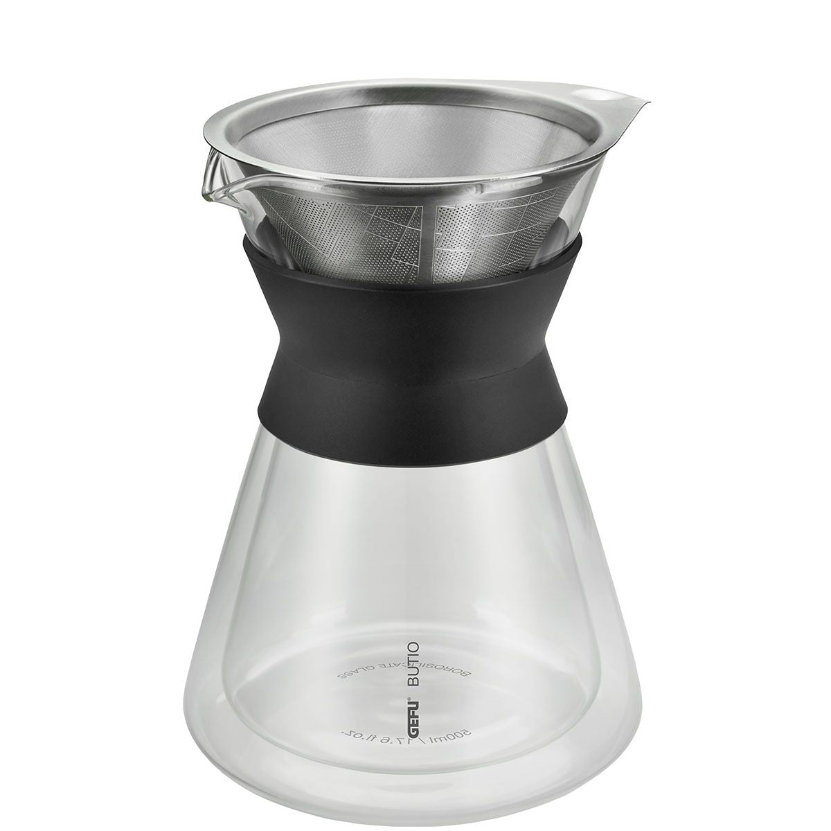 Dubultsienu stikla karafe kafijas uzliešanai Pour Over GEFU BUTIO THERMO 500 ml