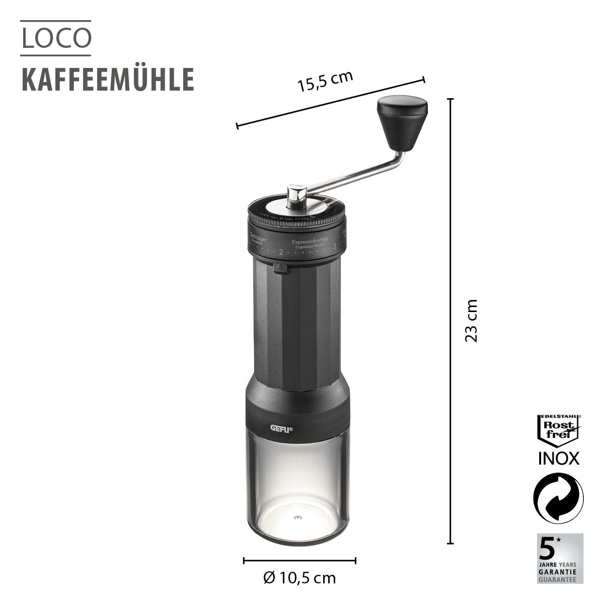 GEFU LOCO kafijas dzirnaviņas