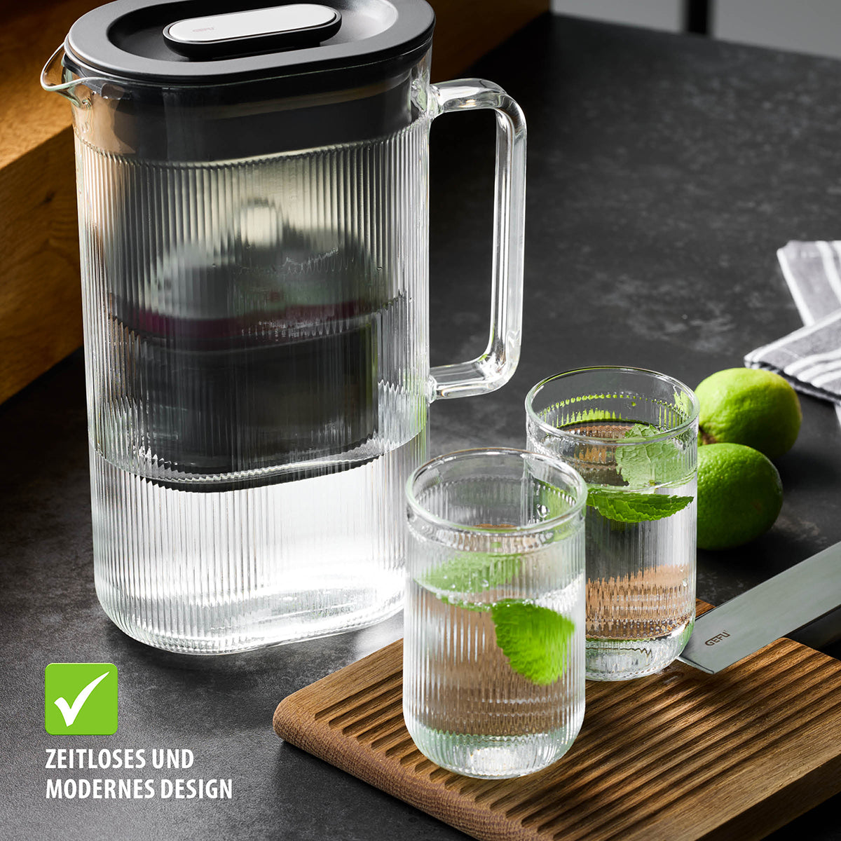 GEFU LINOA ūdens glāze, rievota, 330 ml, 2gab.
