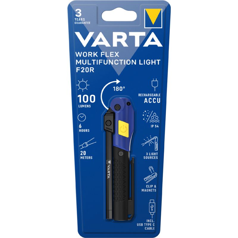 Uzlādējams lukturis VARTA Work Flex® Multifunction Light F20R