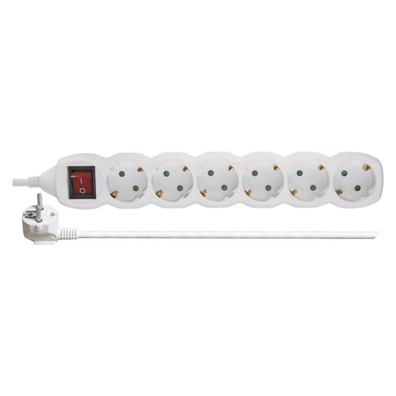 Pagarinātājs 1.5m, 6 rozetes, ar slēdzi ar zemējumu 3680W 3x1.5mm2 balts EMOS