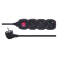 Pagarinātājs 3/1.5m ar slēdzi ar zemējumu melns 3680W/1.5mm2 EMOS