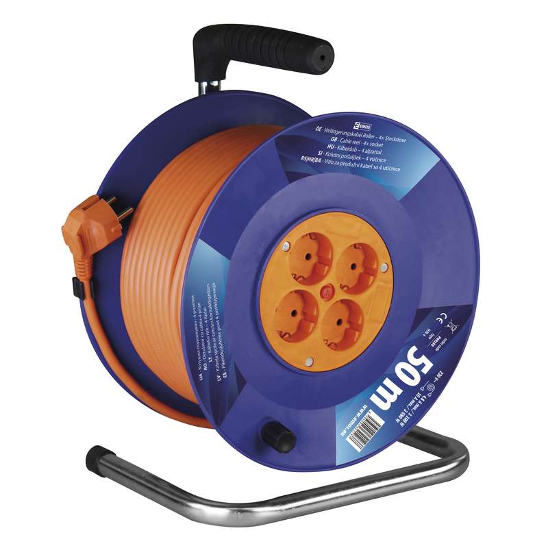 Pagarinātājs statīvā 4/50m 3x1.5 3680W a/z ar slēdzi oranžs EMOS