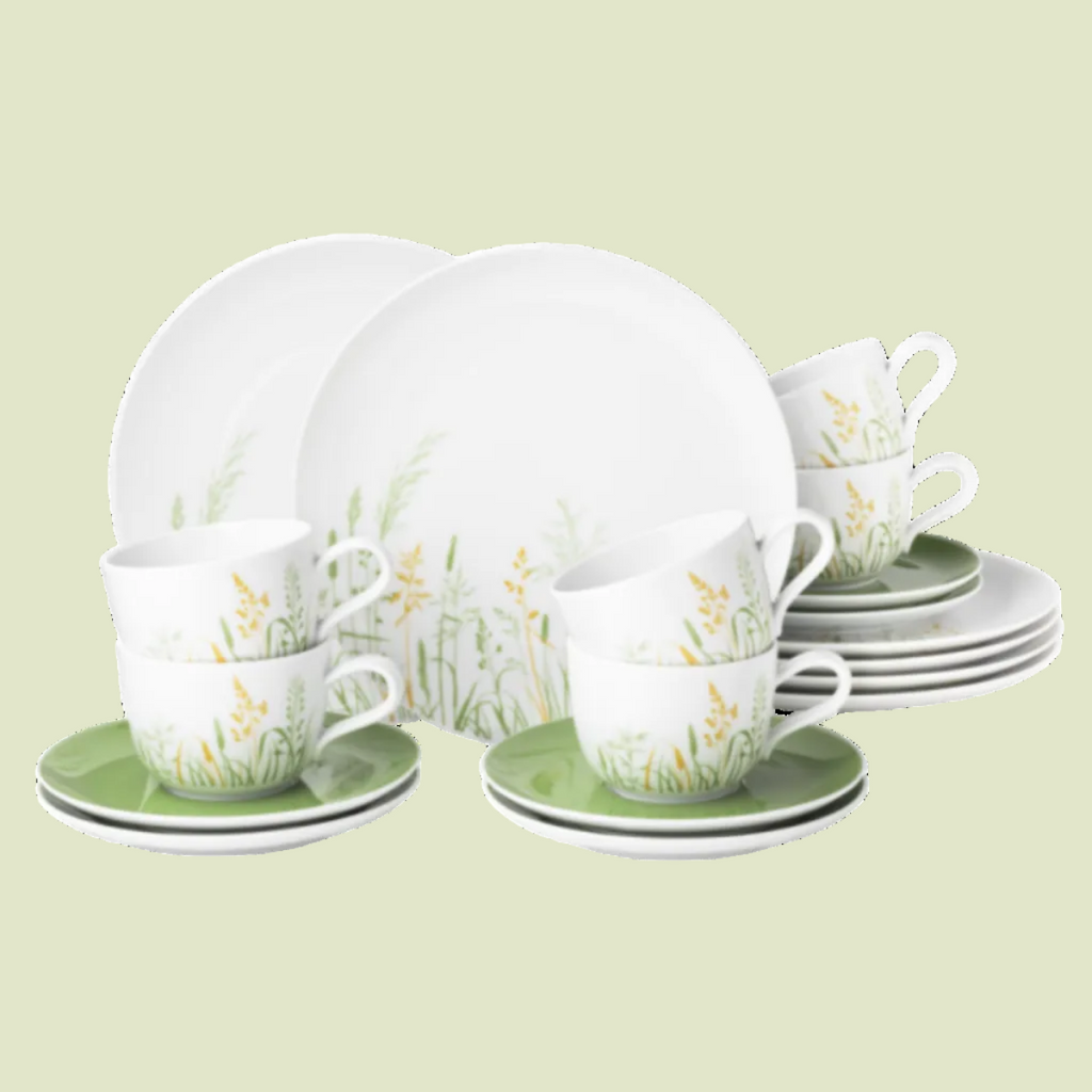 Porcelāna kafijas servīze Seltmann Weiden Liberty Meadow Grasses zaļa 6 personām, 18pr.