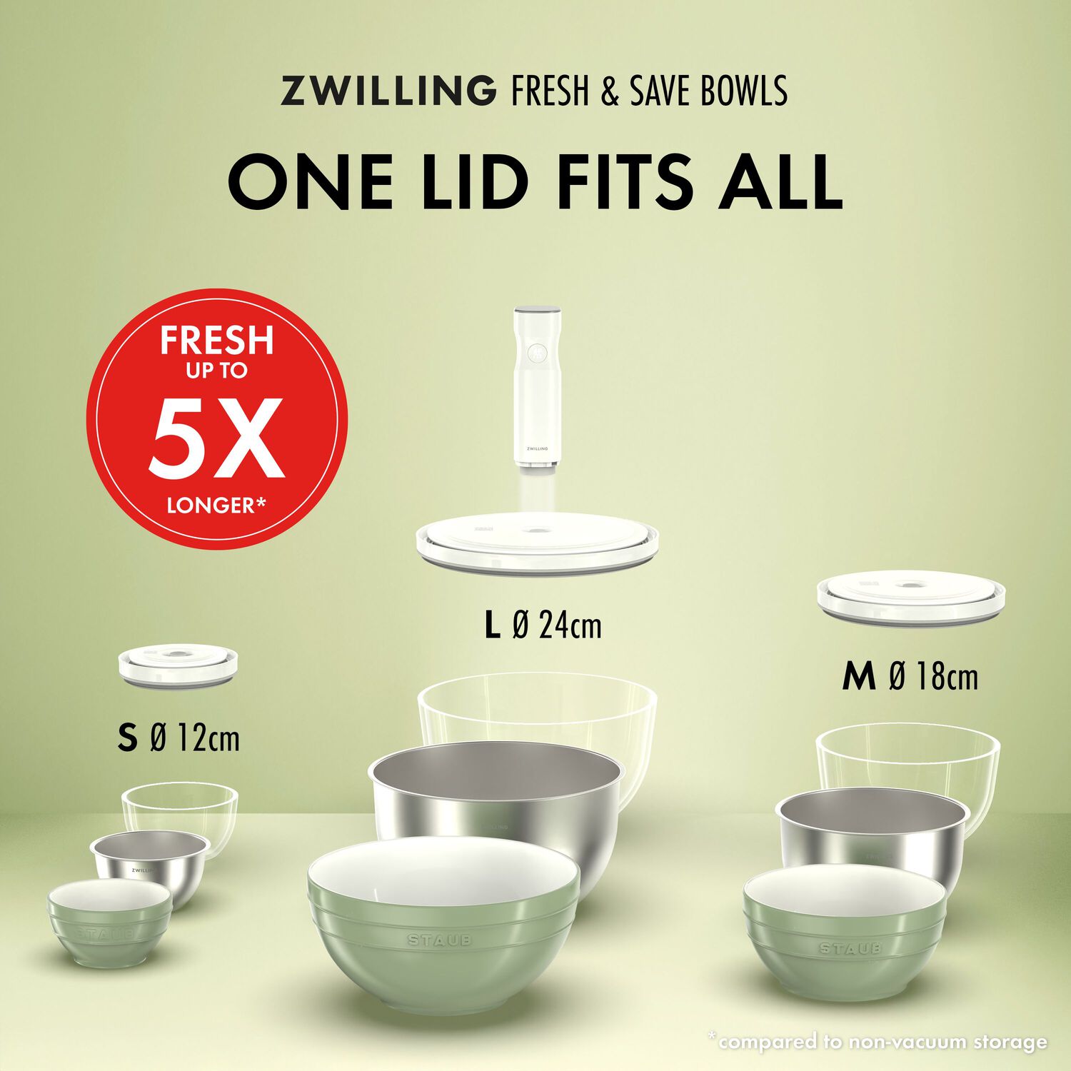 Metāla vakuuma bļoda ZWILLING FRESH & SAVE Bowls M / 18cm, 1.75L