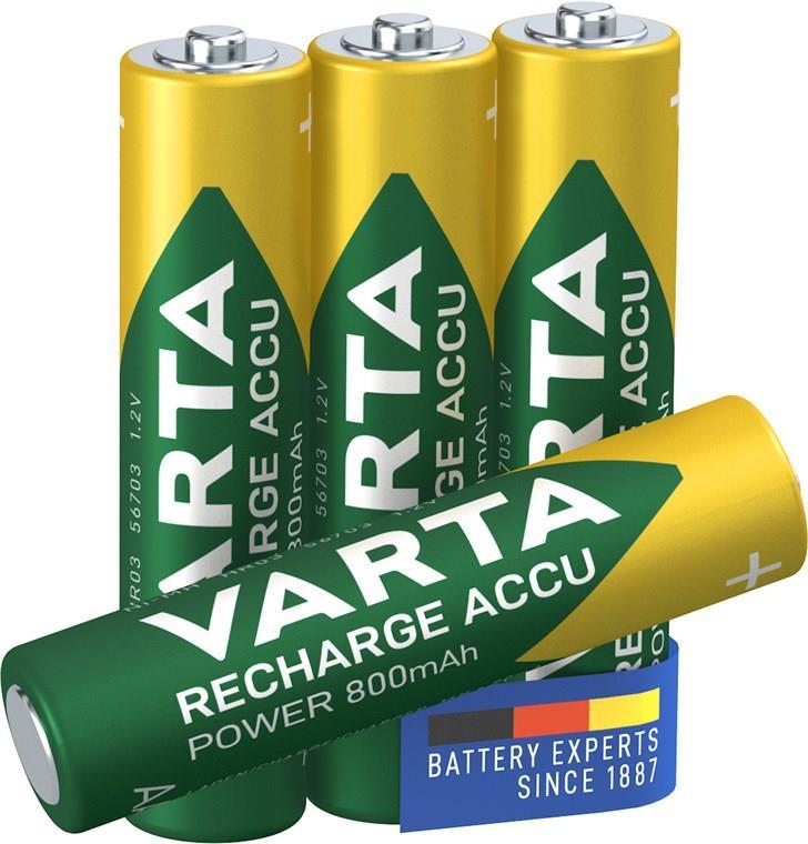 Baterijas lādējamas AAA VARTA Recharge Accu Power 800mAh, 4gab.
