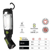 COB LED + LED uzlādējama lampa darbam EMOS P4518, 380 lm, 2500 mAh