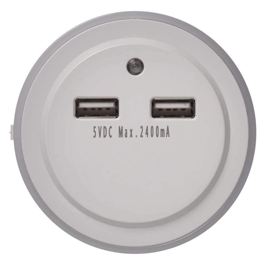 Naktslampa LED 0.3W ar fotosensoru 230V +2 USB pieslēgvietas EMOS