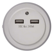 Naktslampa LED 0.3W ar fotosensoru 230V +2 USB pieslēgvietas EMOS