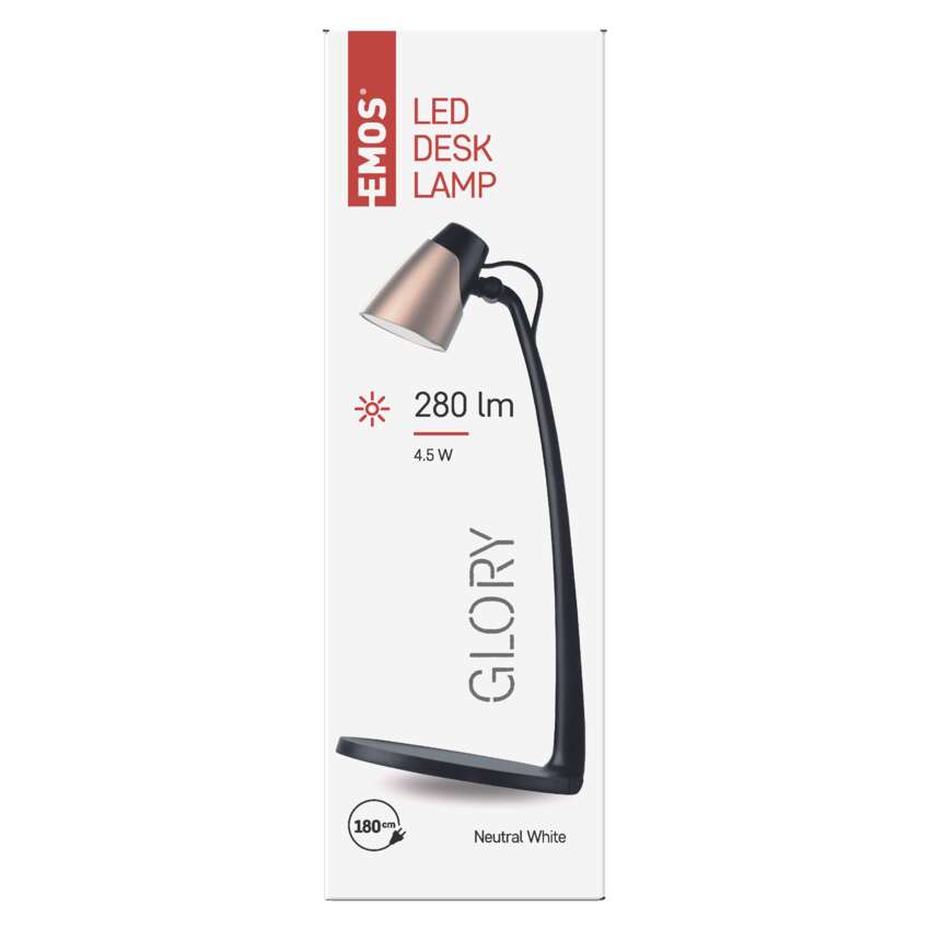 LED Galda lampa EMOS Glory 4.5W 300lm 4000K melna/šampanieša