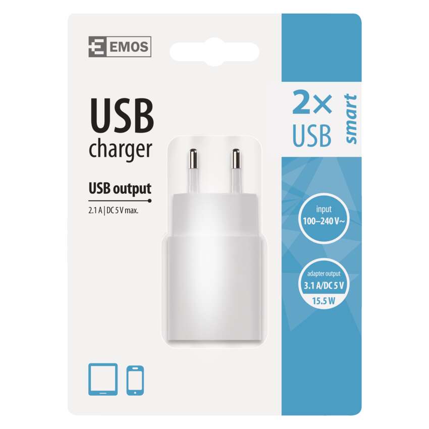 Universāls USB lādētājs SMART 3.1A EMOS