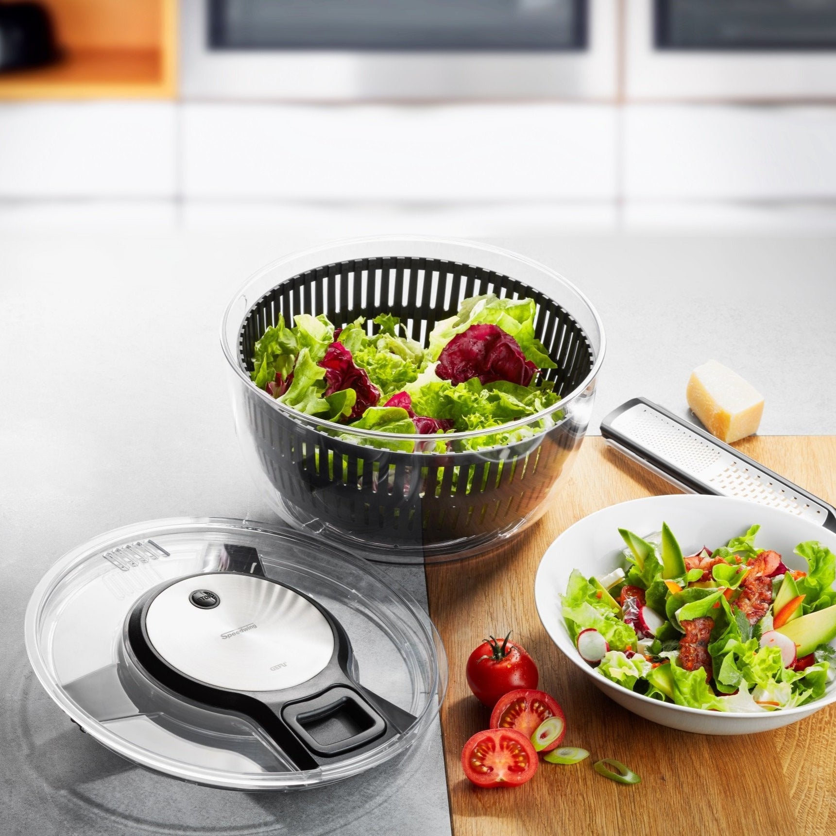 Salātu žāvētājs ar plastmasas bļodu GEFU SPEEDWING®