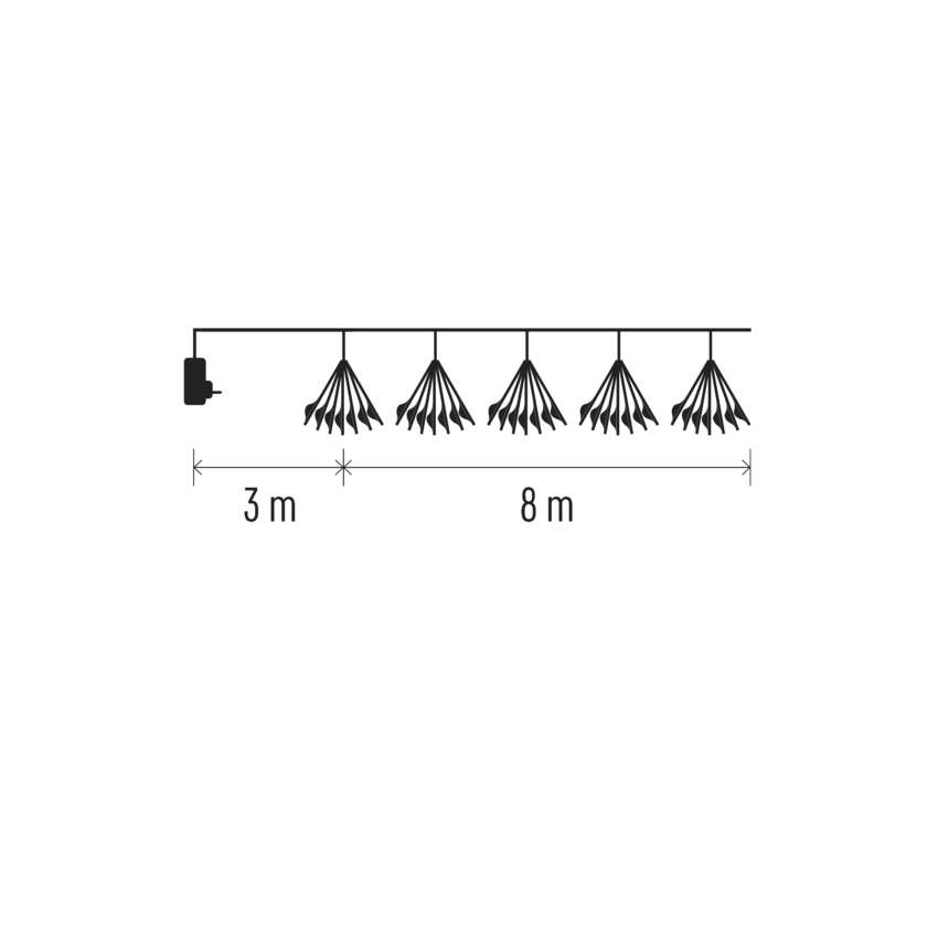 Gaismiņu virtene 450LED 8m nano salūts iekštelpām EMOS ar taimeri, silti balta