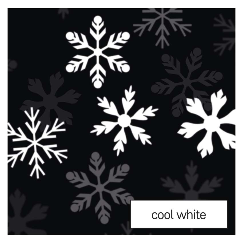 LED dekoratīvs projektors – sniegpārslas, lietošanai ārā un iekštelpās, vēsi balts EMOS