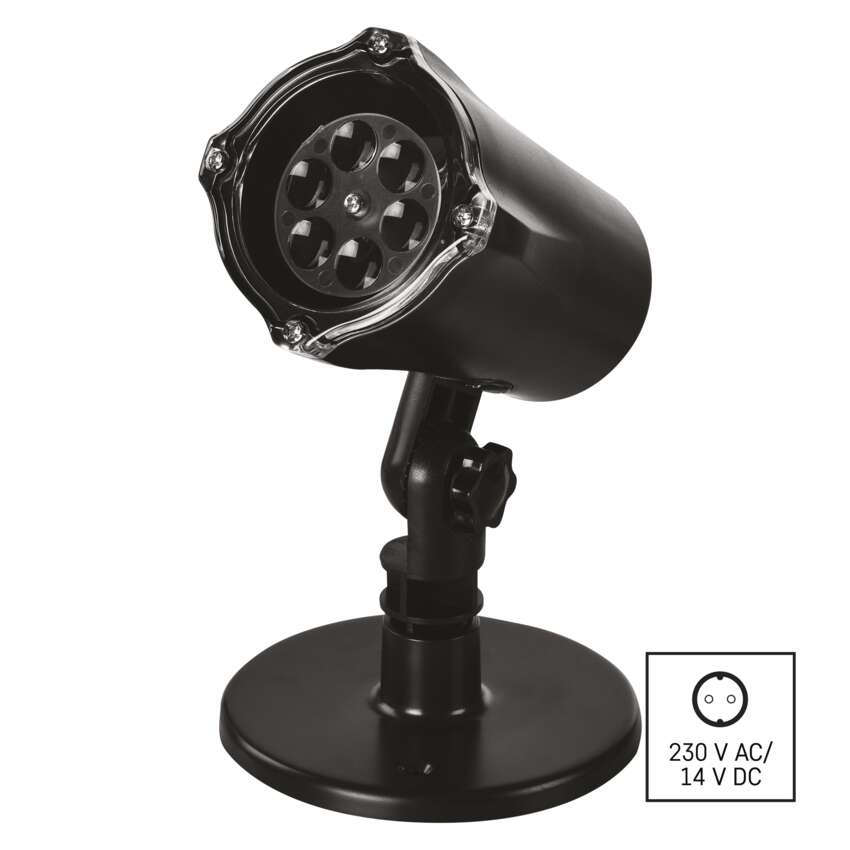 LED dekoratīvs projektors – sniegpārslas, lietošanai ārā un iekštelpās, vēsi balts EMOS