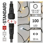 Standarta LED savienojošā virtene, 10 m, lietošanai ārā, silti/auksti balta EMOS