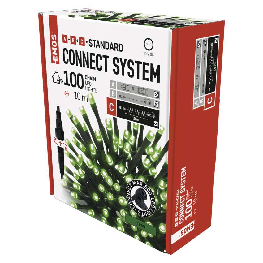 Savienojamā virtene EMOS Connect System 10m, IP44, bez barošanas bloka, zaļa