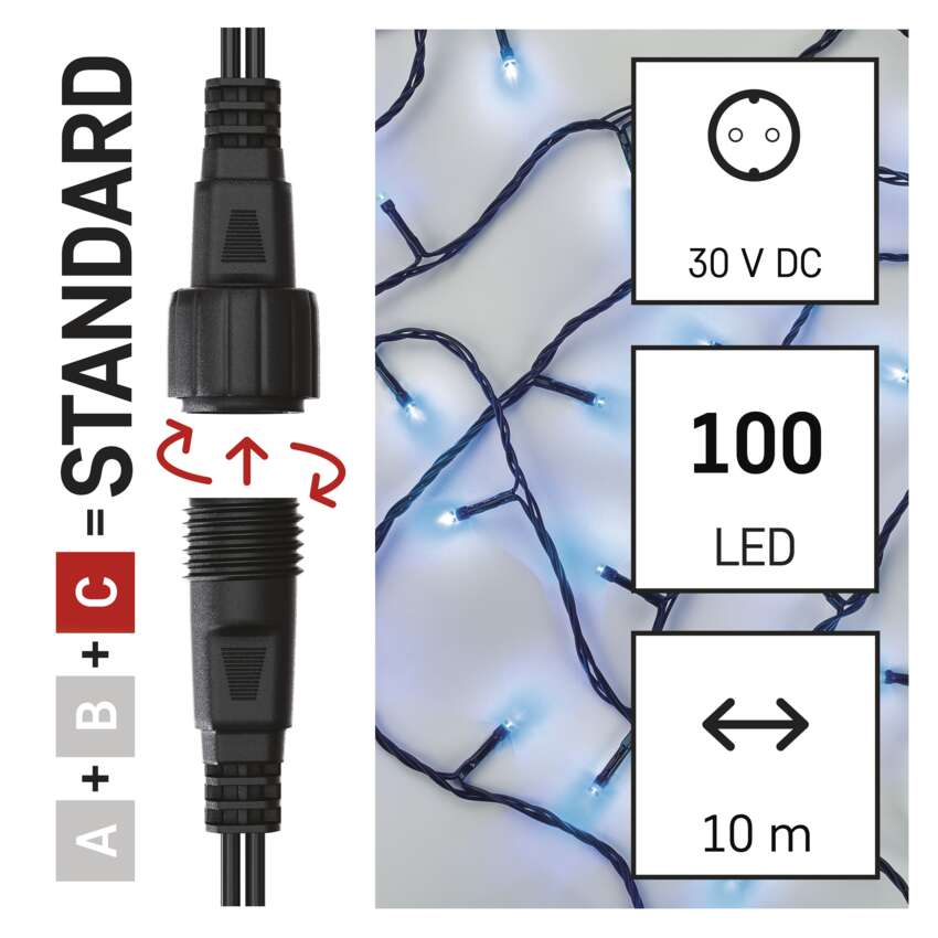 Standarta LED savienojošā virtene, 10 m, lietošanai ārā un iekštelpās, zila EMOS