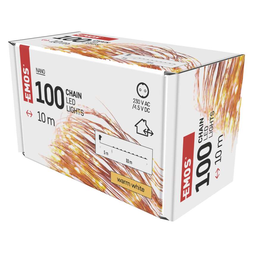 LED gaismiņu nano stieple 10m ar taimeri WW IP44 EMOS