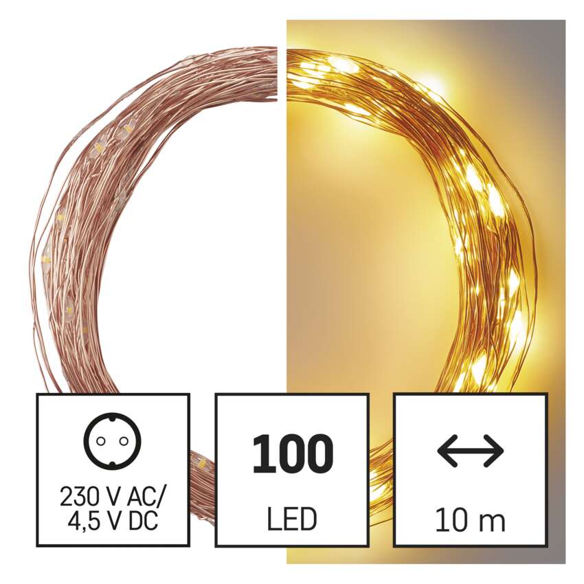 LED gaismiņu nano stieple 10m ar taimeri WW IP44 EMOS