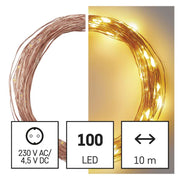 LED gaismiņu nano stieple 10m ar taimeri WW IP44 EMOS