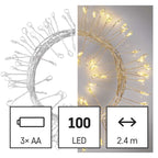 LED gaismiņu nano virtene 2.4m WW ar taimeri, 3xAA, EMOS, iekštelpām