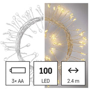LED gaismiņu nano virtene 2.4m WW ar taimeri, 3xAA, EMOS, iekštelpām