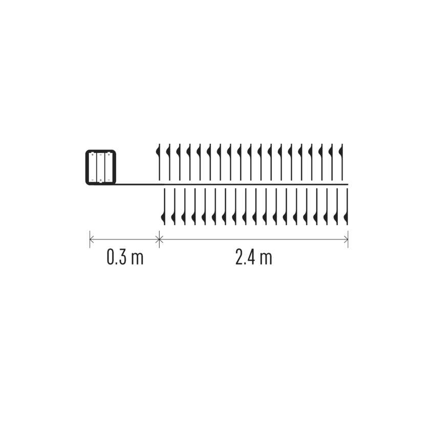 LED gaismiņu nano virtene 2.4m WW ar taimeri, 3xAA, EMOS, iekštelpām