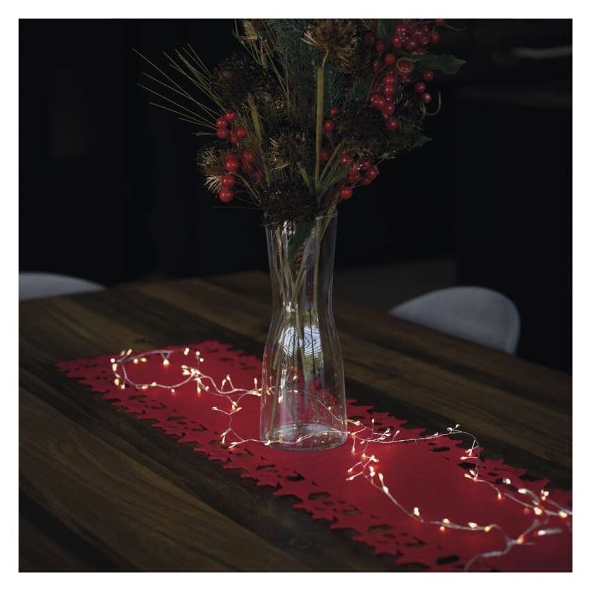 LED gaismiņu nano virtene 2.4m WW ar taimeri, 3xAA, EMOS, iekštelpām