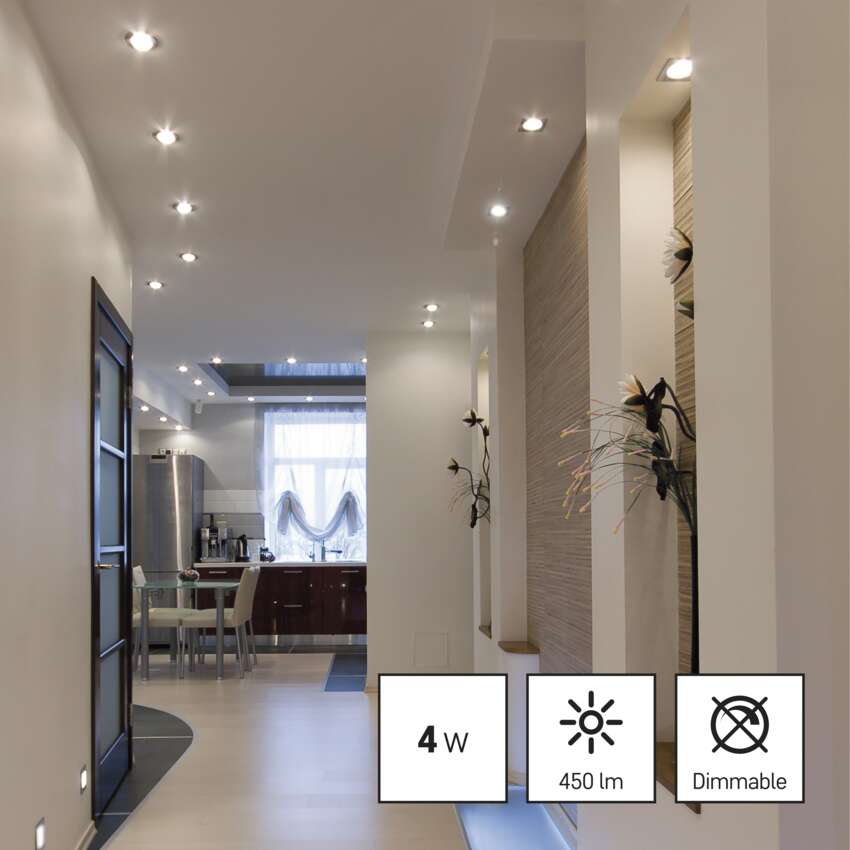 LED spuldze EMOS GU10 4W 450lm 4000K, neitrāli balta