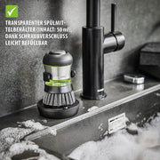 Trauku mazgāšanas birste ar dozatoru GEFU SWIFT ar izturīgiem neilona sariņiem un paliktni