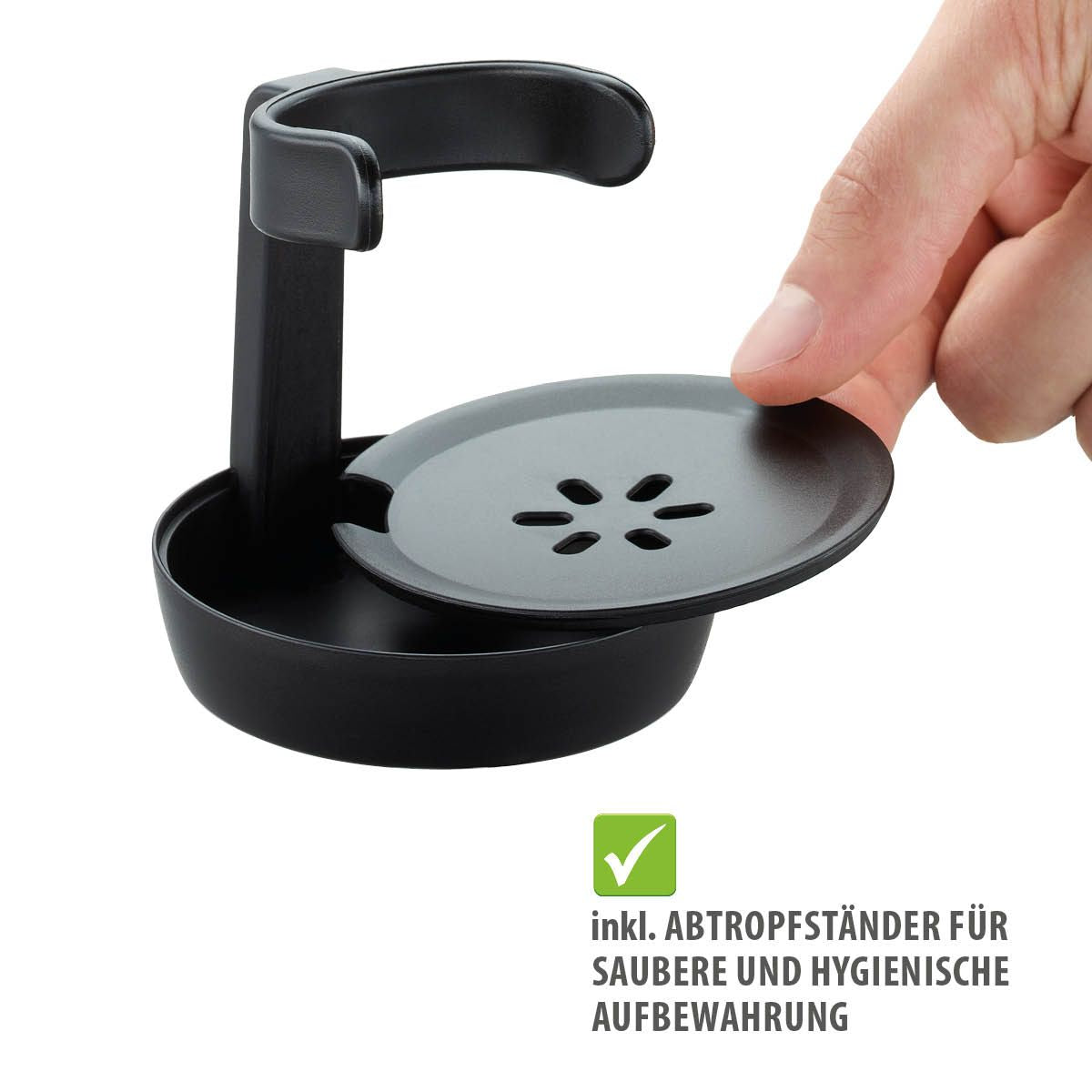 Trauku mazgāšanas birste ar dozatoru GEFU SWIFT ar izturīgiem neilona sariņiem un paliktni